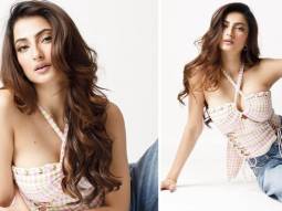 Palak Tiwari nails cool summer chic look in gingham halter neck top and blue denims for Kisi Ka Bhai Kisi Ki Jaan promotions