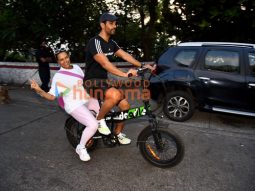 Photos: Neha Dhupia and Angad Bedi spend time with their kids at Bandstand in Mumbai