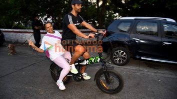 Photos: Neha Dhupia and Angad Bedi spend time with their kids at Bandstand in Mumbai