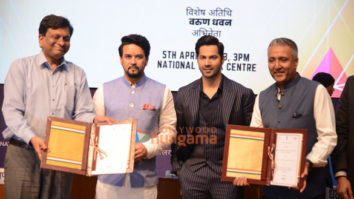 Photos: Varun Dhawan and I&B Minister Anurag Thakur snapped at National Media Centre in New Delhi