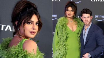 Priyanka Chopra goes for the drama in green feather-embellished Valentino gown with heels for Citadel premiere in Rome; Nick Jonas goes ‘damn’