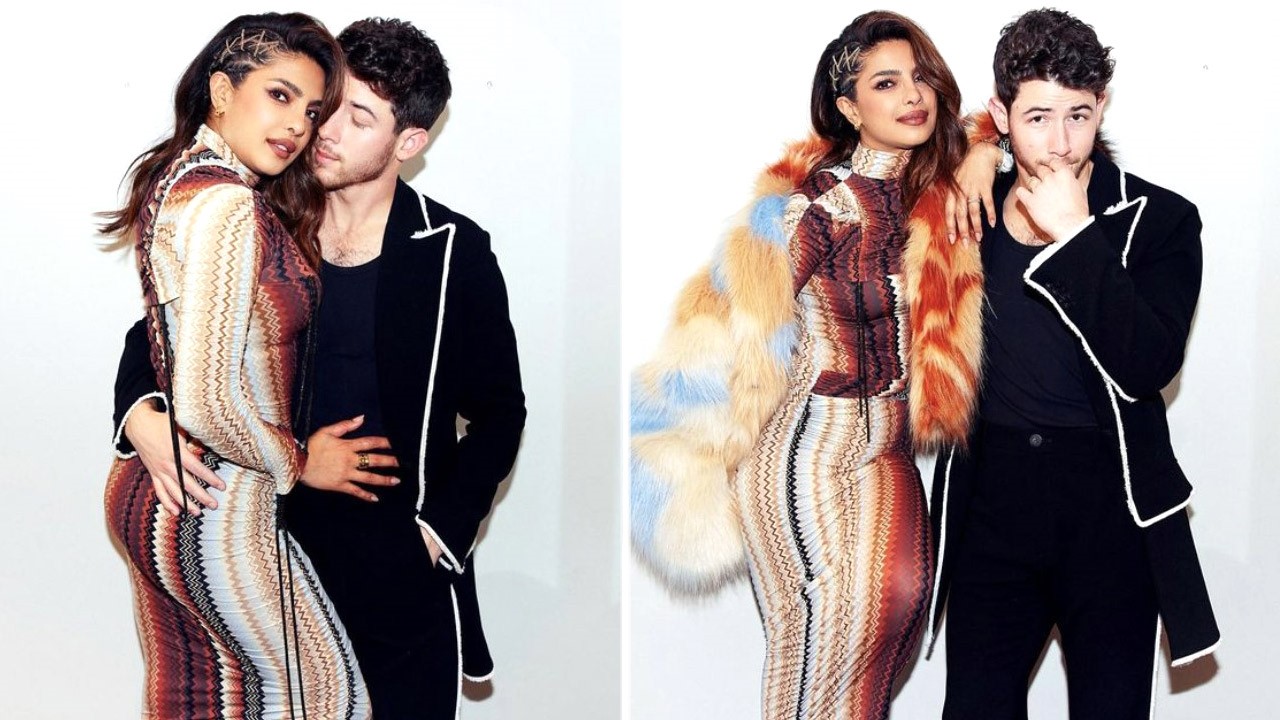 Priyanka Chopra in colourful geometric design dress sets the mood for week right along with husband Nick Jonas : Bollywood News