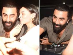 Ranbir Kapoor and Alia Bhatt pose cutely for the paparazzi; share a kiss
