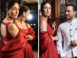 Saif Ali Khan’s white bandhgala and Kareena Kapoor’s crimson lehenga showcase their contrasting yet stylish red carpet looks