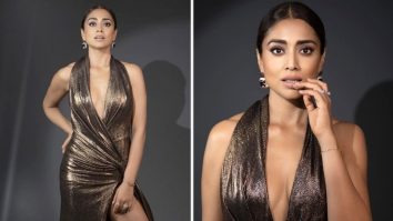 Shriya Saran takes the fashion bar a notch higher in bronze metallic gown for Hello! Hall of fame awards