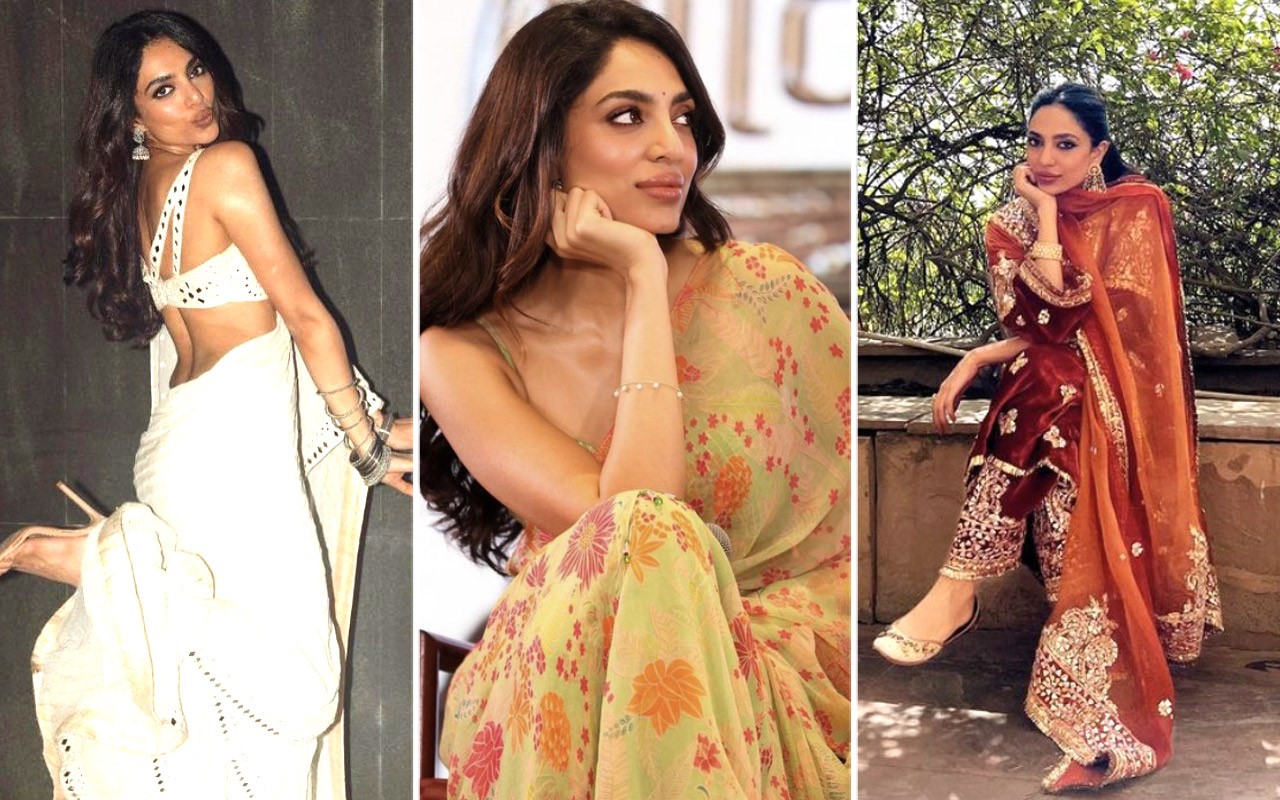 Sobhita Dhulipala’s ethnic fashion includes gorgeous ivory mirror work saree, breezy floral saree and rustic orange suit and we are taking notes 