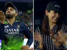 Virat Kohli blows a kiss to Anushka Sharma in the stands during RCB vs Rajasthan Royals’ IPL match in Bengaluru