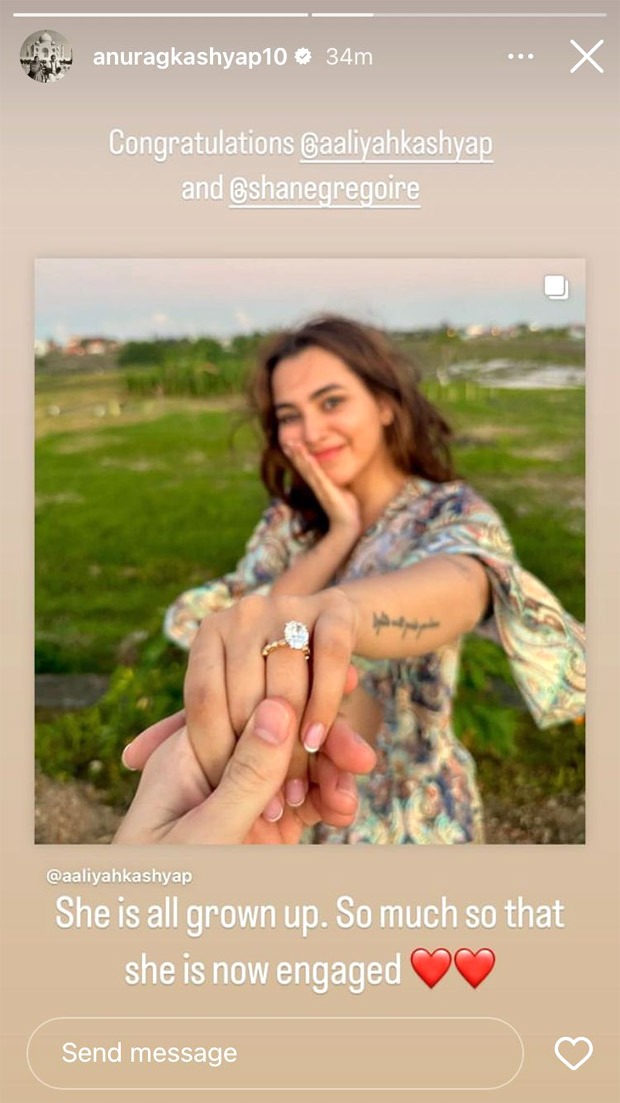 Anurag Kashyap's daughter Aaliyah Kashyap gets engaged: shares dreamy Bali proposal pics
