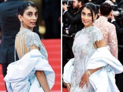 Cannes 2023: Influencer Dolly Singh makes a strong statement in an ethereal sequined ice blue gown and ruffled shrug by Abu Jani-Sandeep Khosla