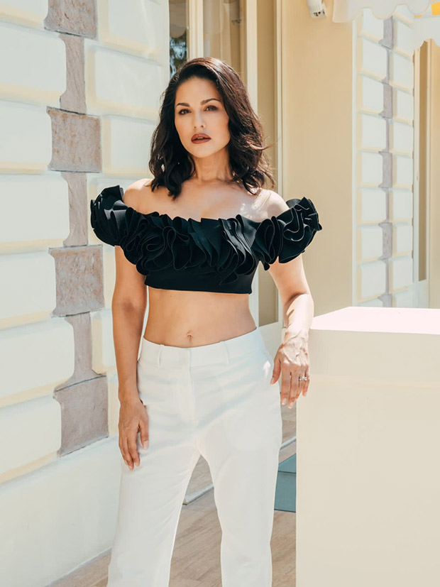 Cannes 2023: Sunny Leone radiates effortless style, embraces chic contrast in a black crop top and white pants
