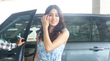 Janhvi Kapoor looks pretty in a blue floral dress and soft curls