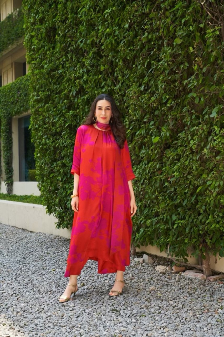 Karisma Kapoor graces the spotlight in a captivating magenta kurta by Payal Khandawala worth Rs.29,800