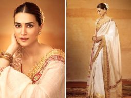 Kriti Sanon graces the Adipurush trailer launch in a captivating gold saree, inspired by the purity of Sita, beautifully crafted by Abu Jani Sandeep Khosla