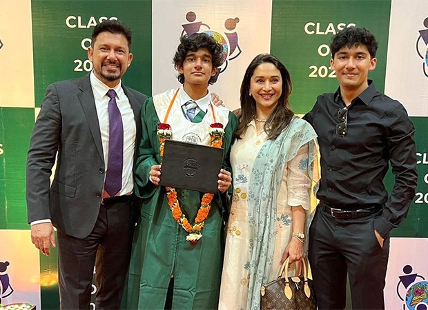 Madhuri Dixit and Dr Nene beam with pride as they share photos from son Ryan's school graduation ceremony; see post