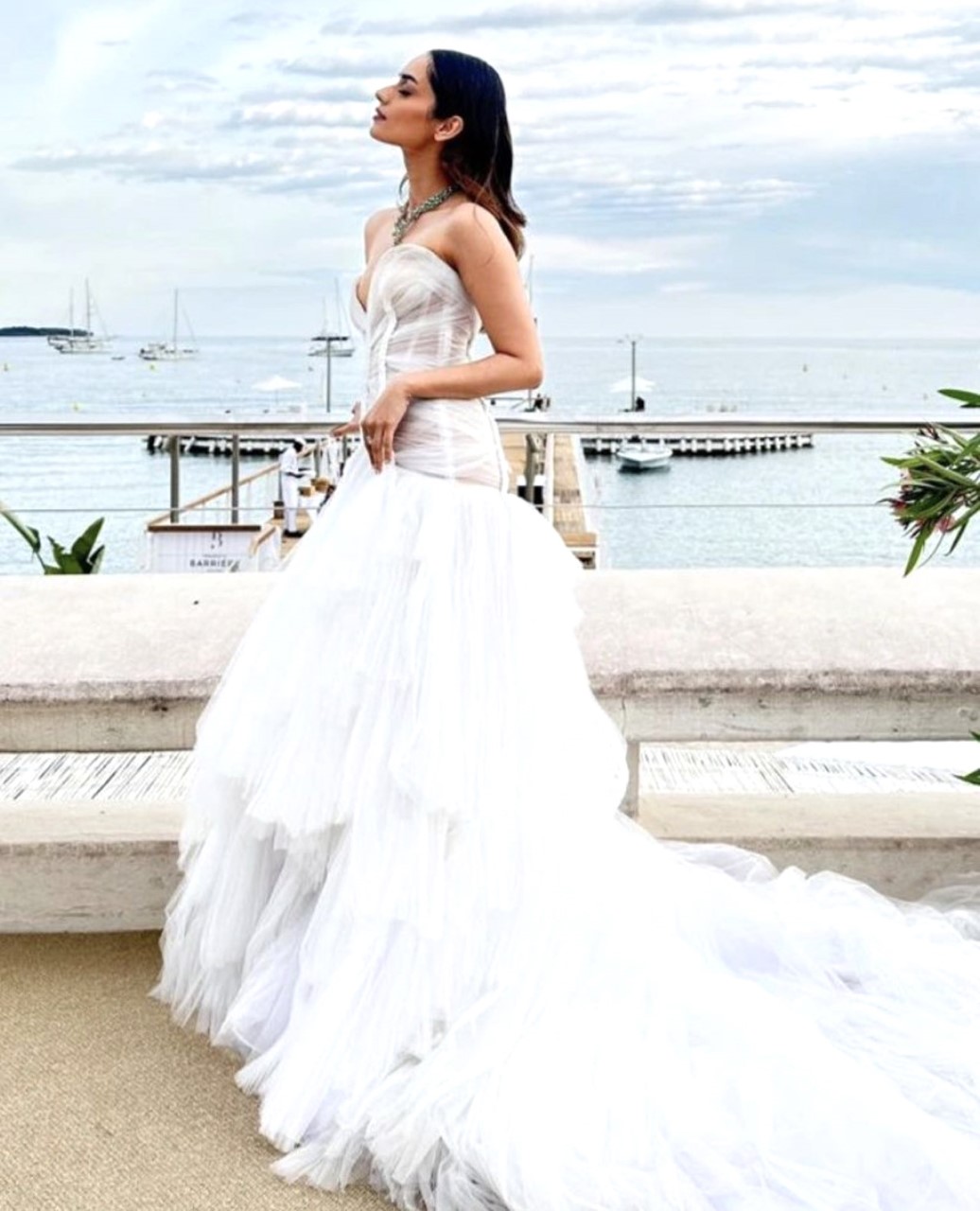 Manushi Chhillar is a whirlwind of elegance, gracing Cannes 2023 in tiered white corset gown