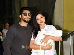 Photos: Gauahar Khan snapped with her husband Zaid Darbar and their newborn baby at Lilavati hospital in Bandra