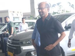 Rajnikanth greets paps with a smile at the airport