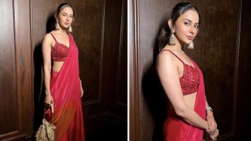 Rakul Preet Singh paints the town red with her exquisite saree and matching potli bag, redefining traditional fashion with a modern twist