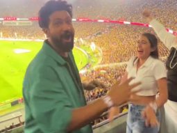 Vicky Kaushal and Sara Ali Khan celebrate Chennai Super Kings victory at the stadium