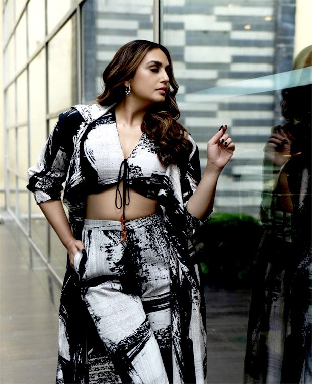 Huma Qureshi sets fashion goals in three-piece monochrome co-ord set for the promotions of her upcoming film Tarla