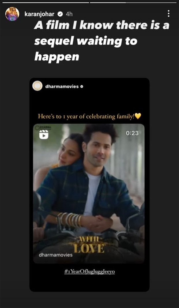 Karan Johar drops subtle hint at Varun Dhawan and Kiara Advani starrer Jug Jugg Jeeyo sequel as film completes 1 year