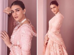 Kriti Sanon is an enthralling diva in blush pink Anarkali for the promotions of Adipurush