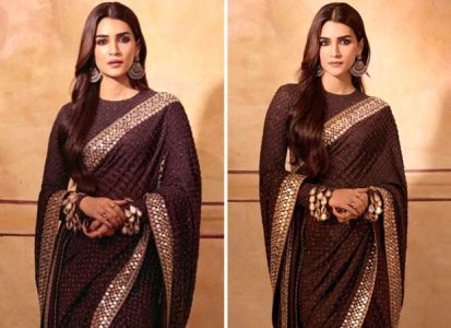 Kriti Sanon radiates elegance and enigma in brown saree by Arpita Mehta at  the Adipurush final trailer launch event : Bollywood News - Bollywood  Hungama