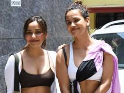 Neha Sharma & Aisha Sharma greet paps with a warm smile as they get clicked together