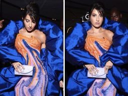 Nora Fatehi set the IIFA 2023 stage ablaze in an orange and blue swirl-embellished gown, with a captivating flouncy blue cape