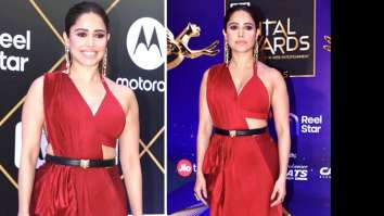Nushrratt Bharuccha sets hearts aflutter in a red pleated saree at an award event in the city