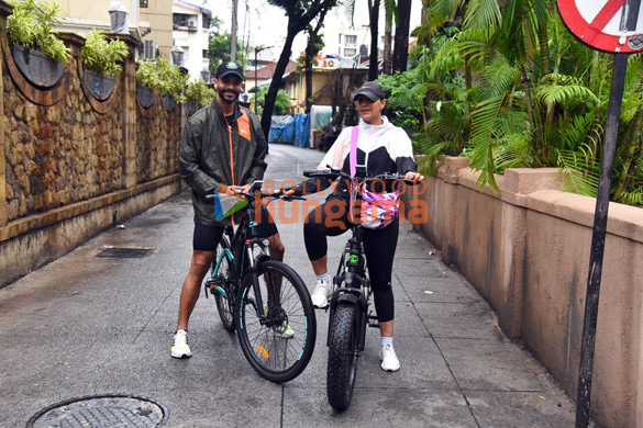photos neha dhupia spotted cycling with husband in bandra 2
