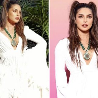 Priyanka Chopra embodies elegance in a white feather dress with emerald jewellery as she attends the Bulgari hotel's Rome opening