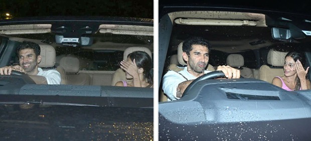 Ananya Panday playfully hides her face during a drive with rumoured beau Aditya Roy Kapur