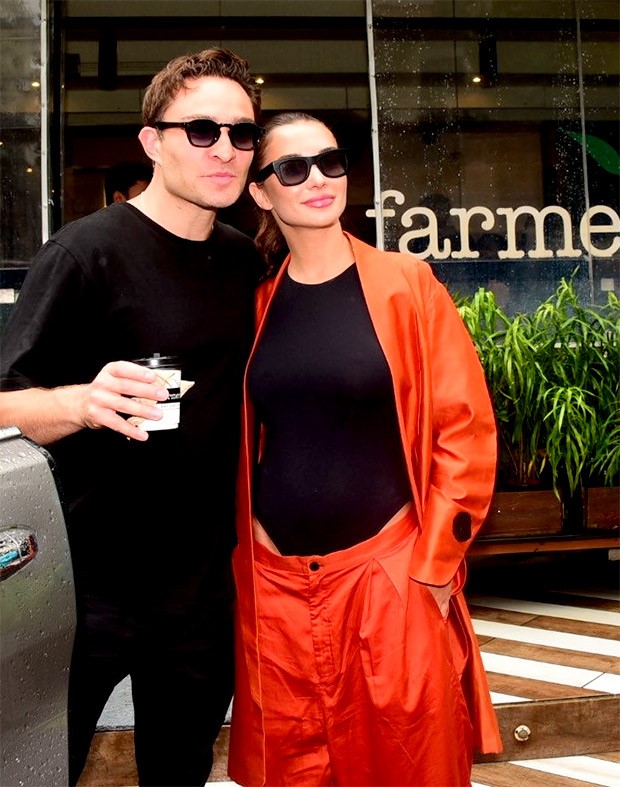 Amy Jackson in burnt orange co-ord set, Ed Westwick in all black cool look, slay their coffee date in Mumbai