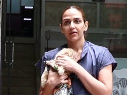 Cute! Esha Deol gets clicked with her adorable pet outside clinic