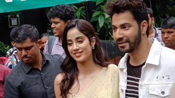 It’s Varun Dhawan, Janhvi Kapoor & the umbrella in Mumbai rains promoting ‘Bawaal’!