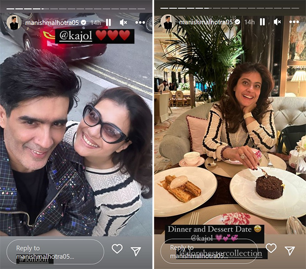 Kajol and Manish Malhotra reconnect over a delicious dinner and dessert date in London