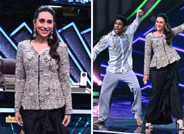Karisma Kapoor dances on stage with contestants on the sets of India’s Best Dancer 3