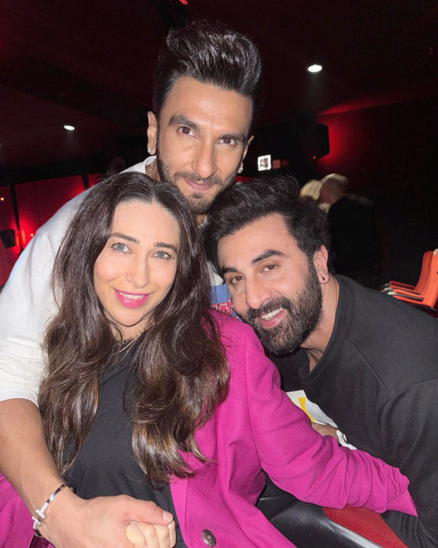 Karisma Kapoors drops a photo with Ranveer Singh and Ranbir Kapoor from Rocky Aur Rani Kii Prem Kahaani premiere: “My heartline and my bloodline” Karisma Kapoors drops a photo with Ranveer Singh and Ranbir Kapoor from Rocky Aur Rani Kii Prem Kahaani premiere: “My heartline and my bloodline”