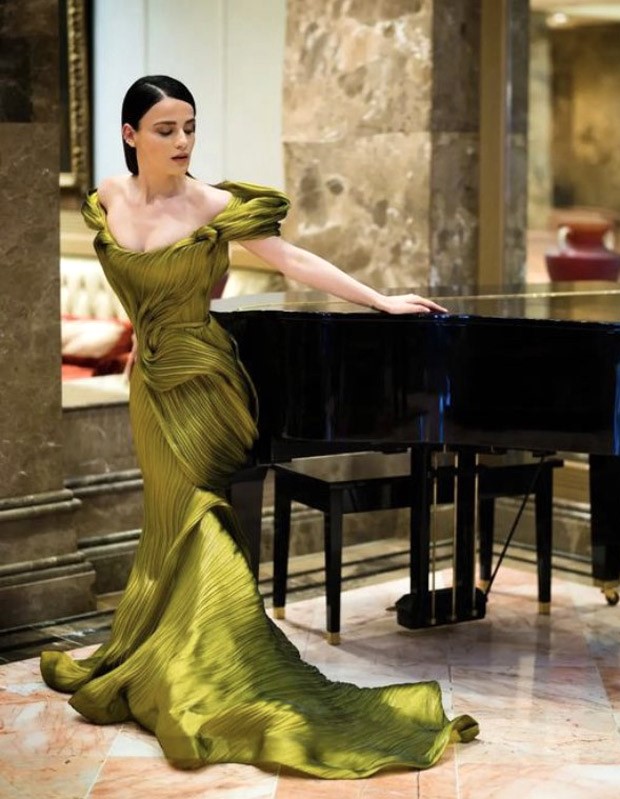 Radhika Madan redefines elegance in a green structured gown at the New York film festival for the premiere of Sanaa