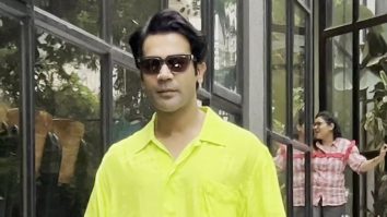 Rajkummar Rao poses for paps in a bright yellow shirt
