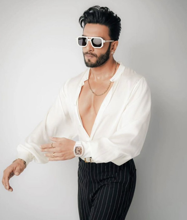 Ranveer Singh strikes a perfect balance in monochrome in white shirt and black pinstriped trousers for Rocky Aur Rani Kii Prem Kahaani promotions