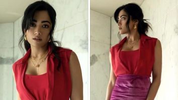 Rashmika Mandanna gives us a lesson in color blocking with her two-toned gown