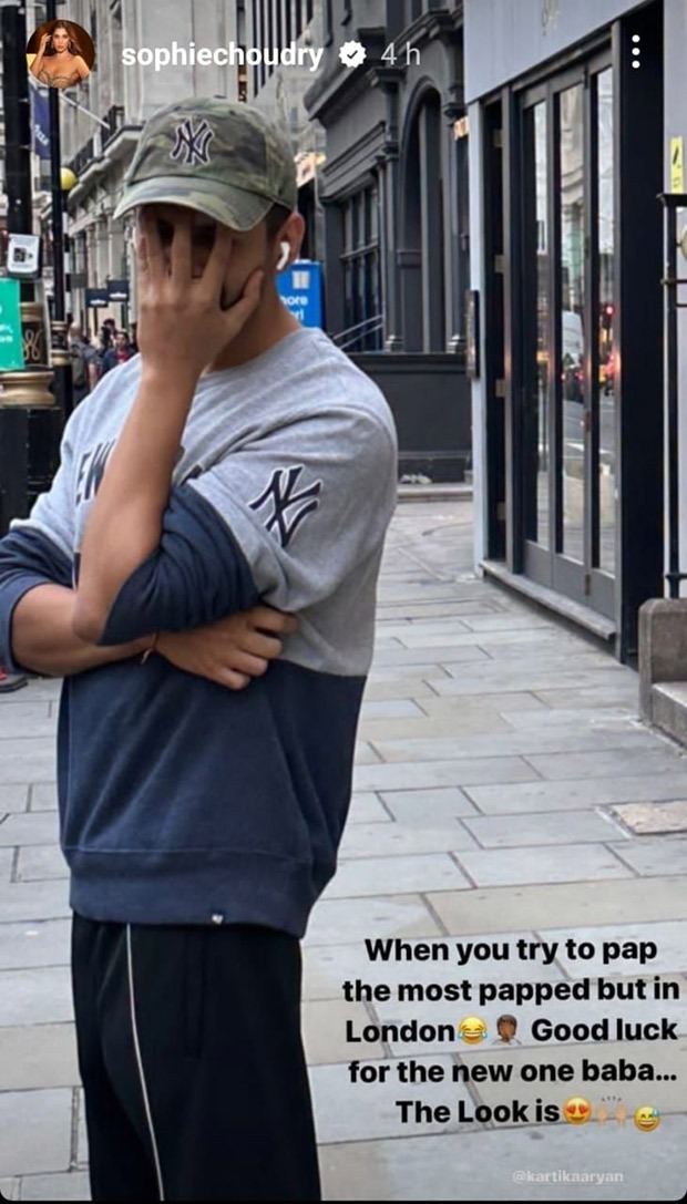 Sophie Choudry gives a shout out to Chandu Champion star Kartik Aaryan as she bumps into him in London