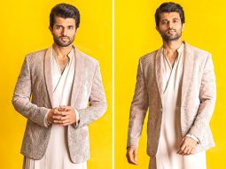 Vijay Deverakonda redefines ethnic elegance in fringe wrap around kurta and pearl blazer by Rohit Gandhi Rahul Khanna