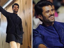 Vijay Deverakonda serves up his ethnic charm in blue Nehru jacket and kurta from Anita Dongre at the success meet of his brother’s film Baby