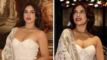 Bhumi Pednekar gives a modern twist to ethnic dressing with a white corset blouse and white embroidered saree worth Rs.2 Lakh