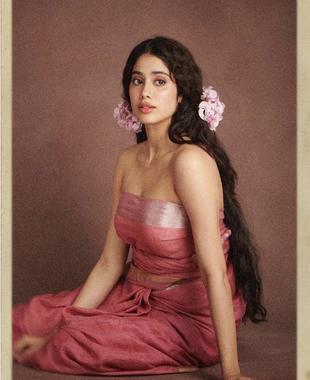 Janhvi Kapoor takes us back in time with her vintage photo-shoot in pink saree and flowers in her hair
