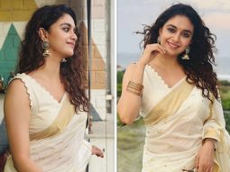 Keerthy Suresh is radiating Onam elegance in timeless Kasavu Saree