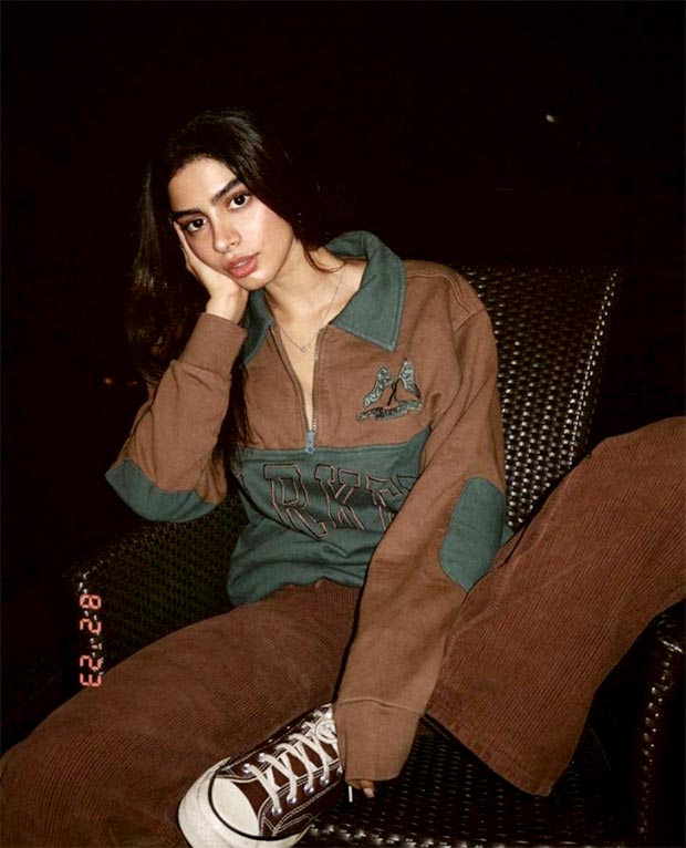 Khushi Kapoor goes comfy chic in a sweatshirt and pants with her brown converse shoes at Tanisha Santoshi’s b’day party